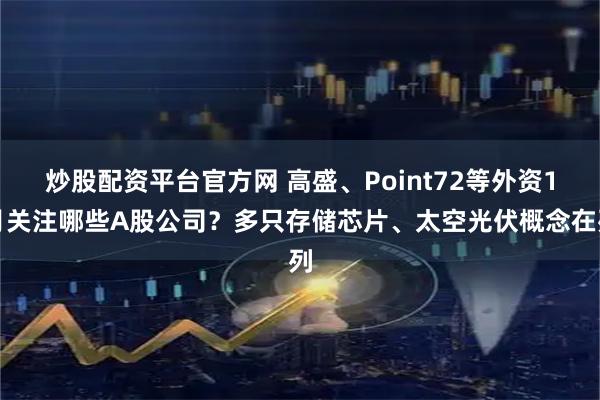 炒股配资平台官方网 高盛、Point72等外资1月关注哪些A股公司？多只存储芯片、太空光伏概念在列